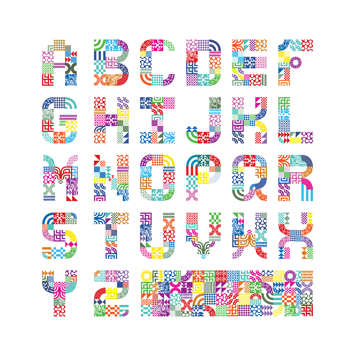 modular monospace experimental typo pattern black and white colorful Playful