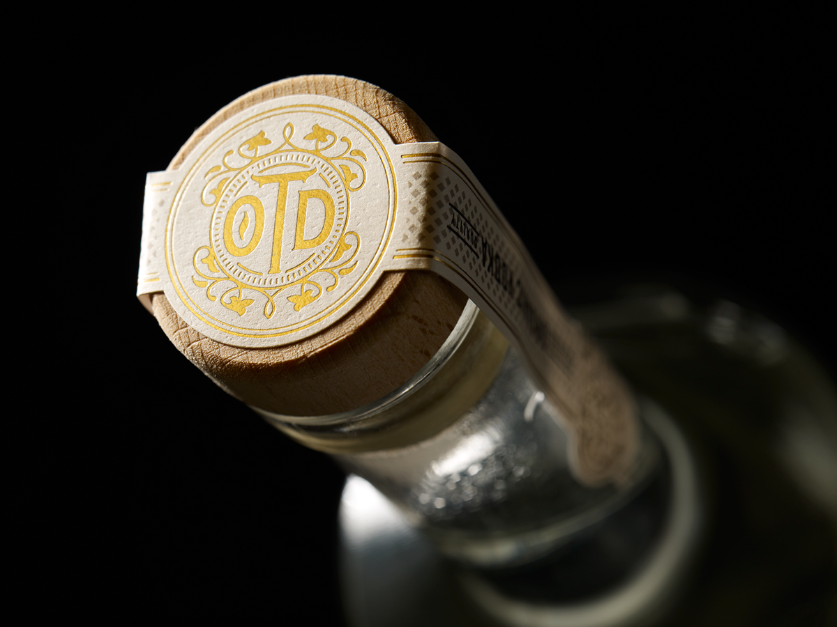 Vodka organic package design  liquor spirit beverage ornate gold foil label design bottle Colorado distilled