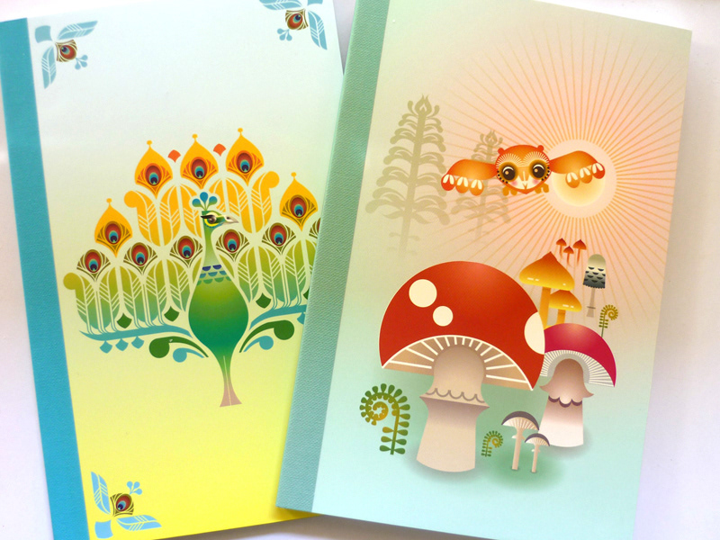 notebook cute owl toadstools peacock Stationery