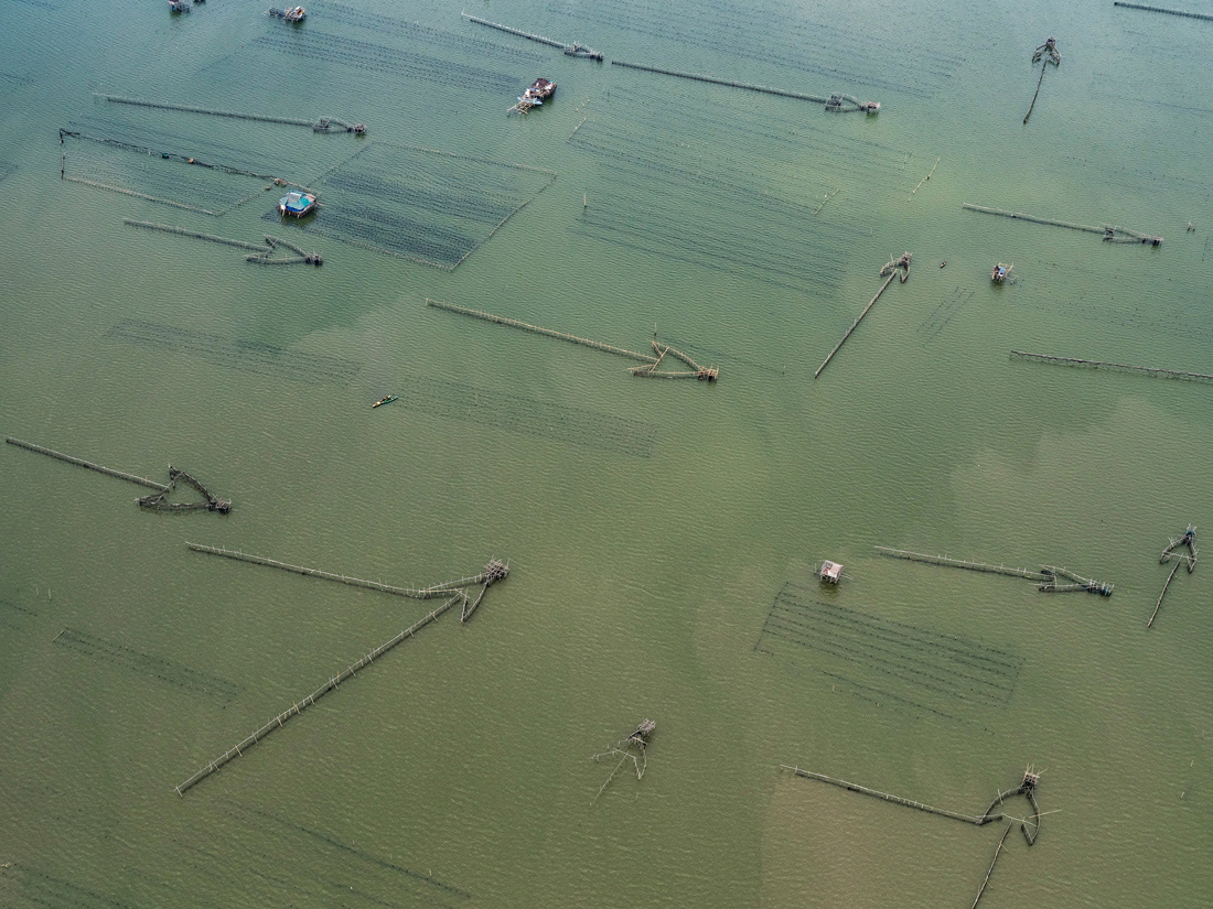 Aerial aquaculture Fishfarms Manila philippines sea water