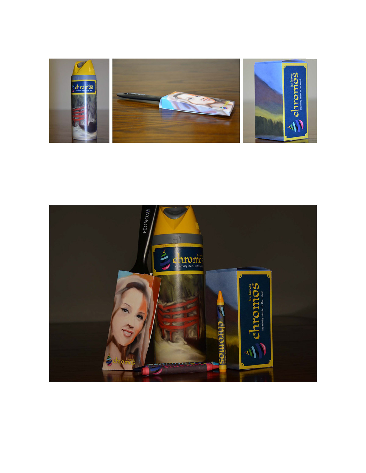 les fauves crayon box paint brush spray paint can mock up Portrait Painting Landscape Painting colors logo