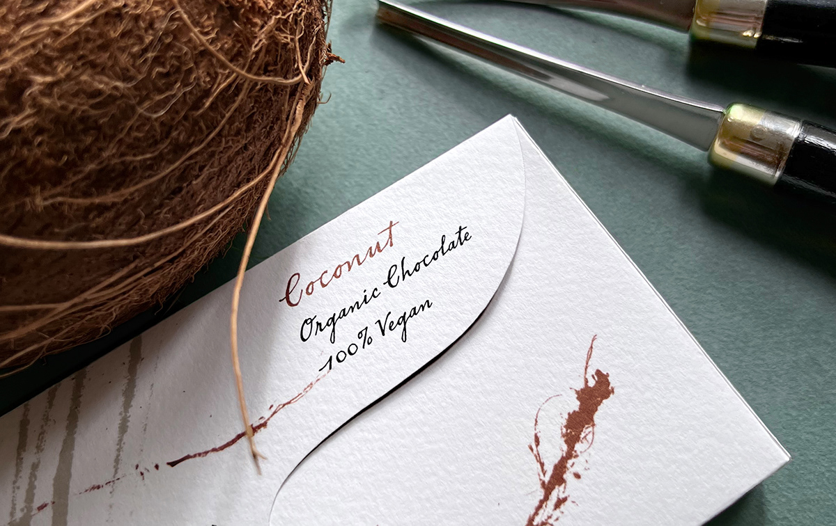 chocolate box letter envelope handmade experiment Analogue charcoal watercolour linocut