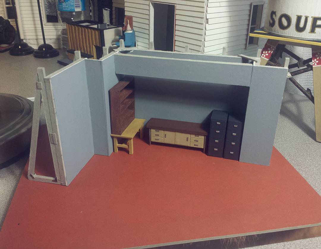 Miniature xfiles  television aliens set design  set Diorama modelmaker Office