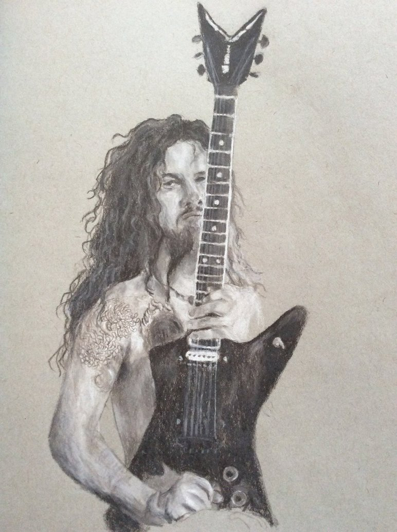 heavy metal sketches Prismacolors colored pencils black and grey musicians portraits drawings painterly