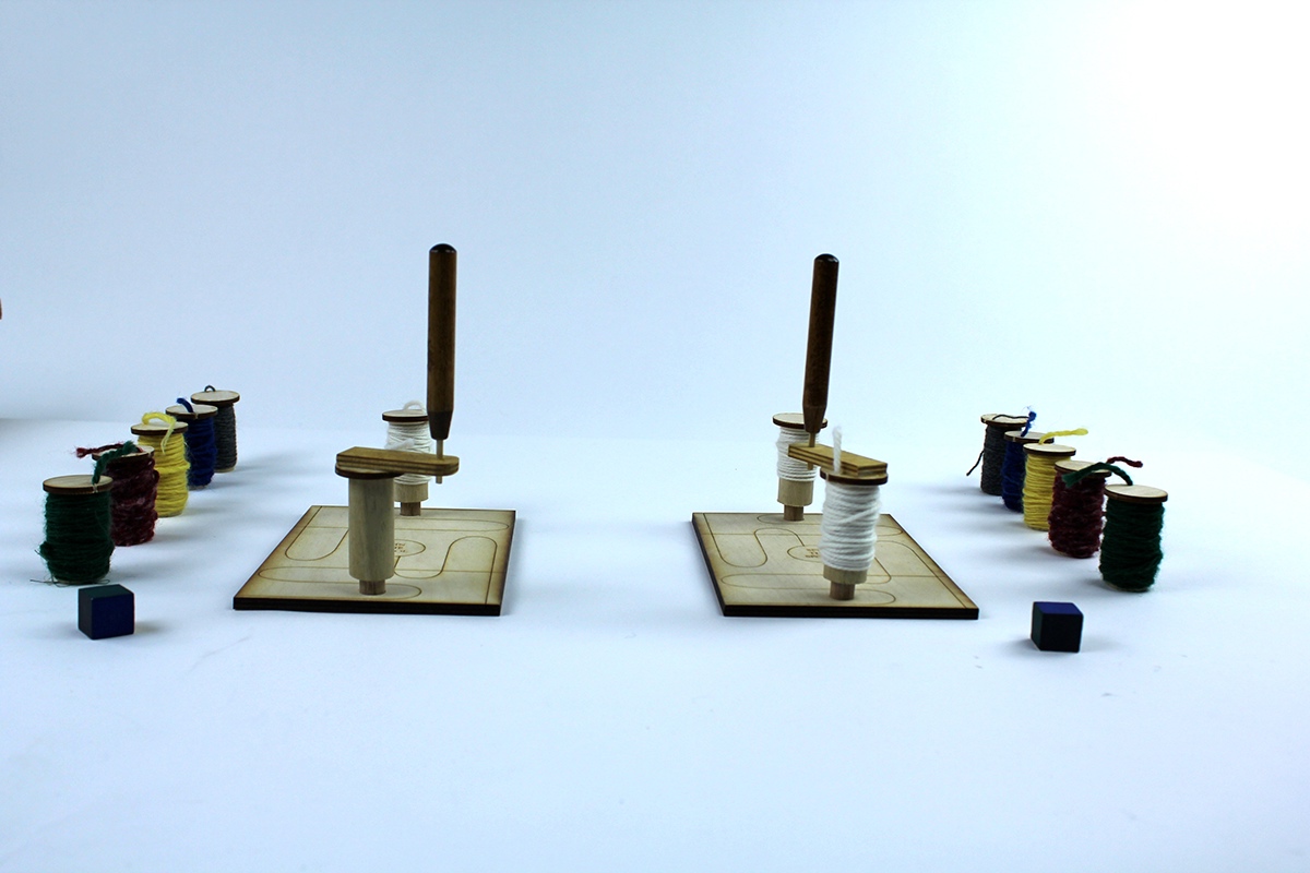 wood thread boardgame handmade