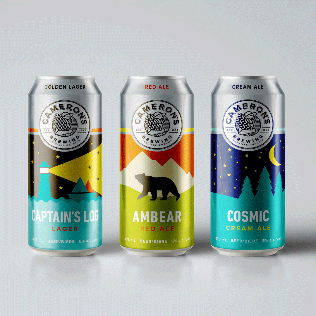 craft beer Toronto oakville graphic design  branding  Rebrand beer cosmic Ambear captain