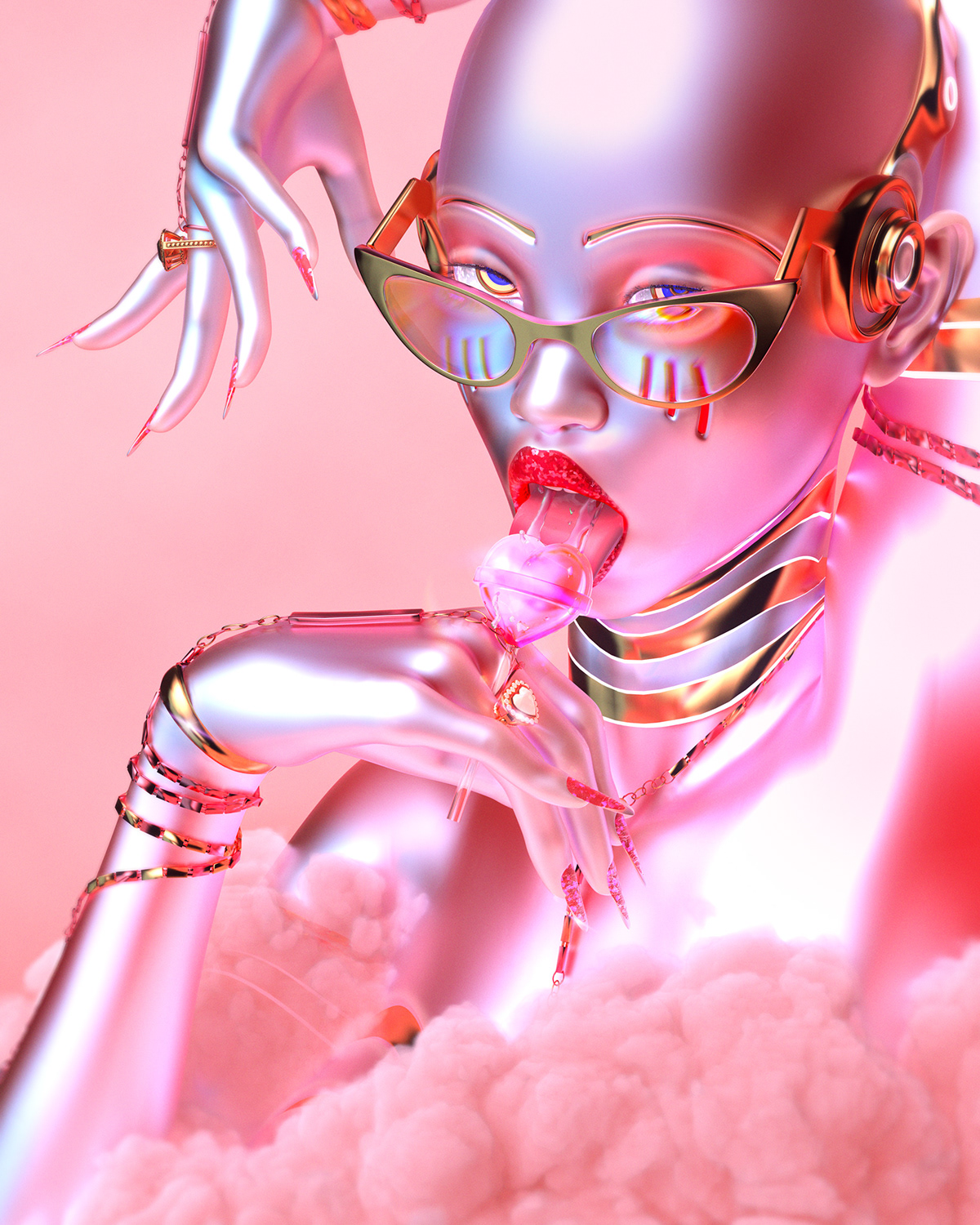 concept art 3D female woman robot Cyberpunk cinema 4d futuristic surreal Scifi