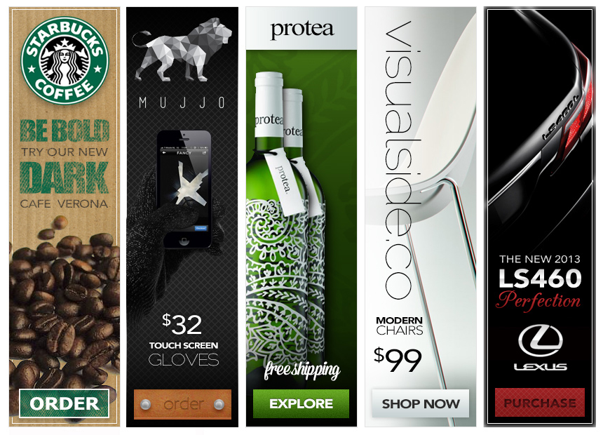 starbucks Lexus mujjo protea Visualside ads banners targeted clean professional simple