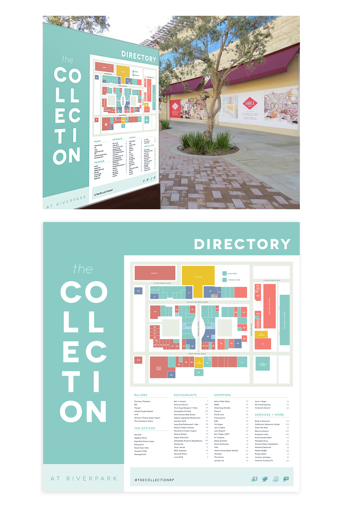 identity Layout Retail environmental logo brochure banner poster Signage directory map Business Cards