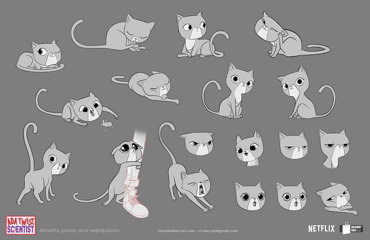 Mooshu character design poses and expressions