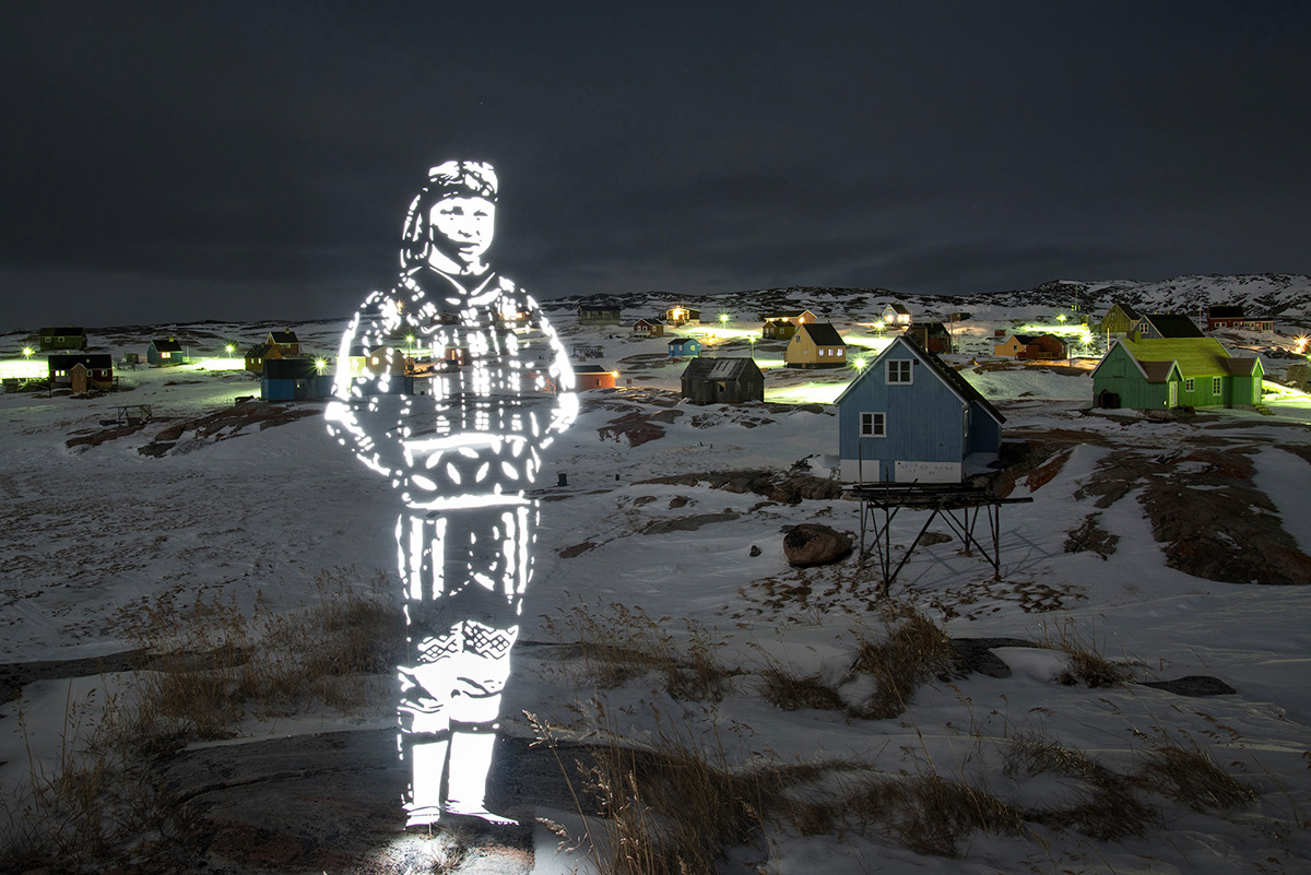 light painting stencil long exposure Greenland atka Inuit