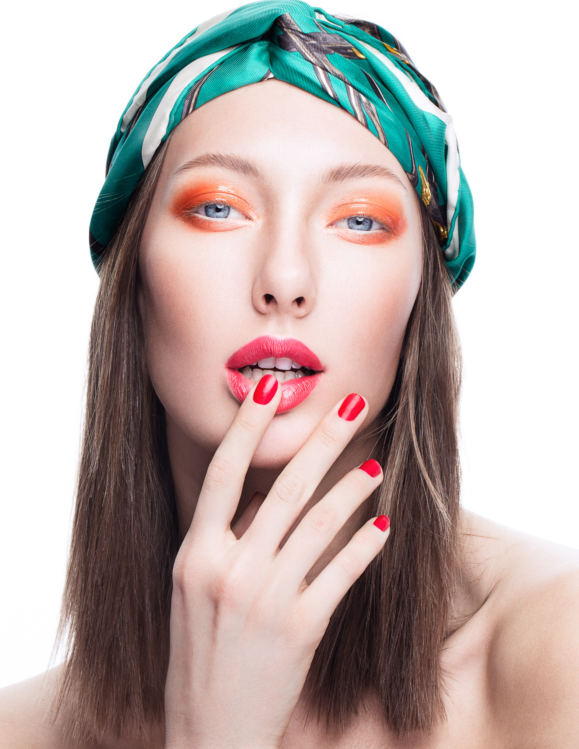 beauty model makeup turban headband clean fresh color