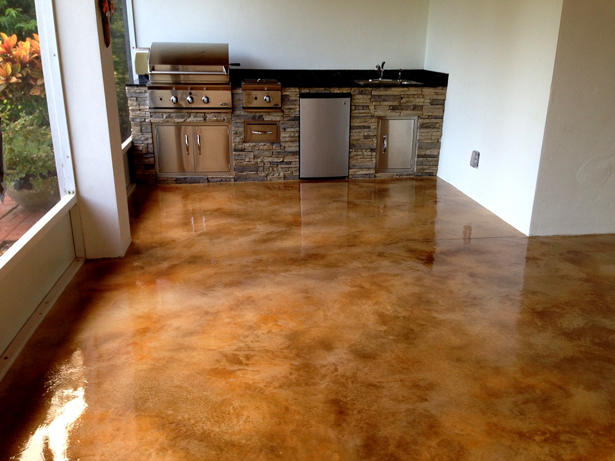 concrete flooring interior flooring acid stain color integrated graphic inlay