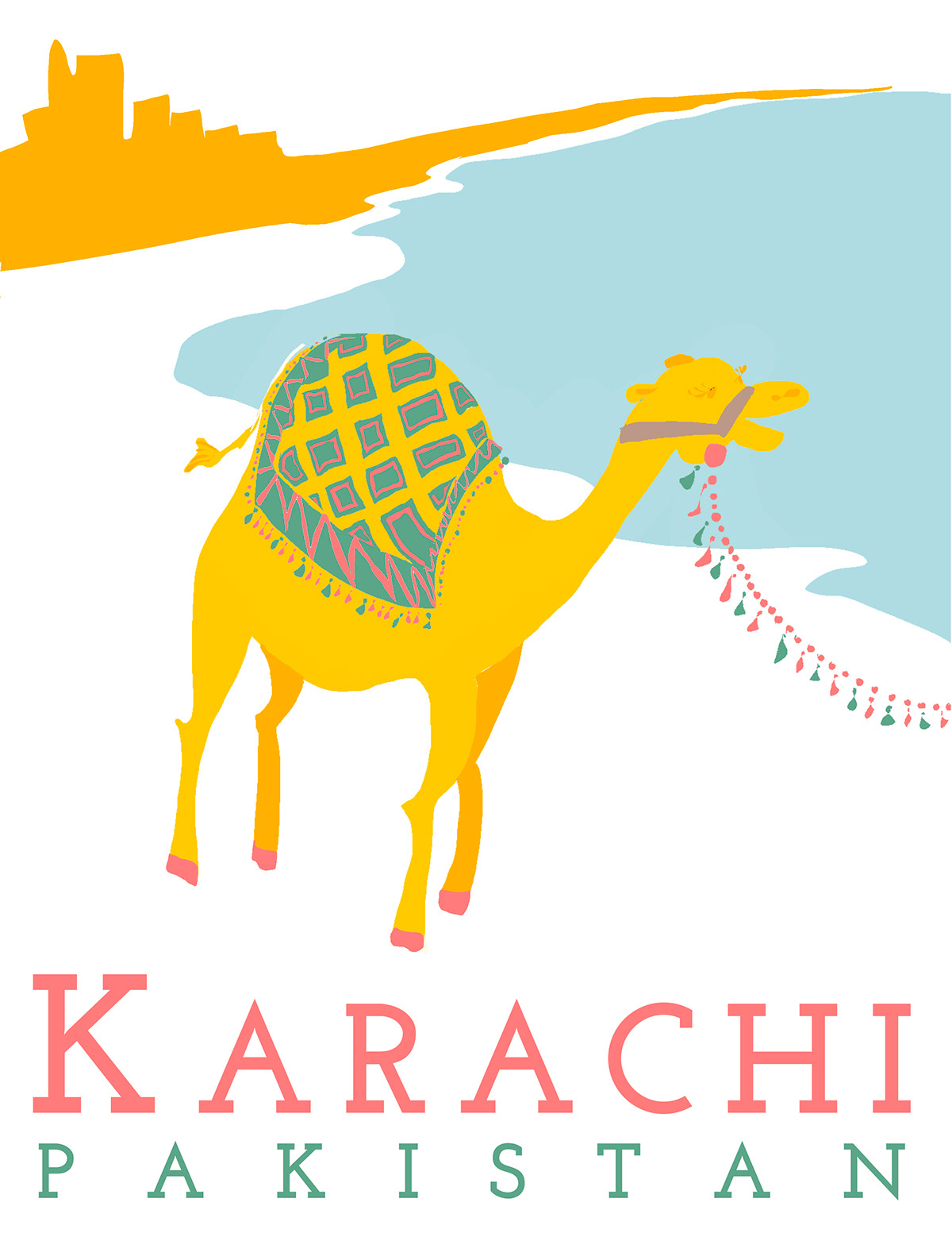 karachi Pakistan camel travel poster Travel poster beach