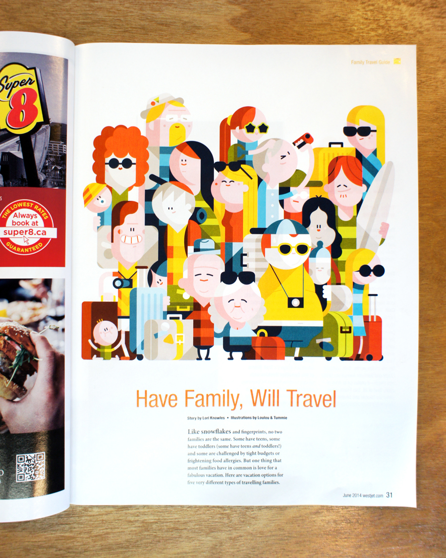 Up! magazine WestJet's in-flight magazine Loulou & Tummie travel illustrations travel magazine illustrations