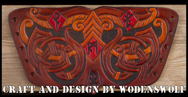 leather Norse Wristband custom work Irminsul pagan