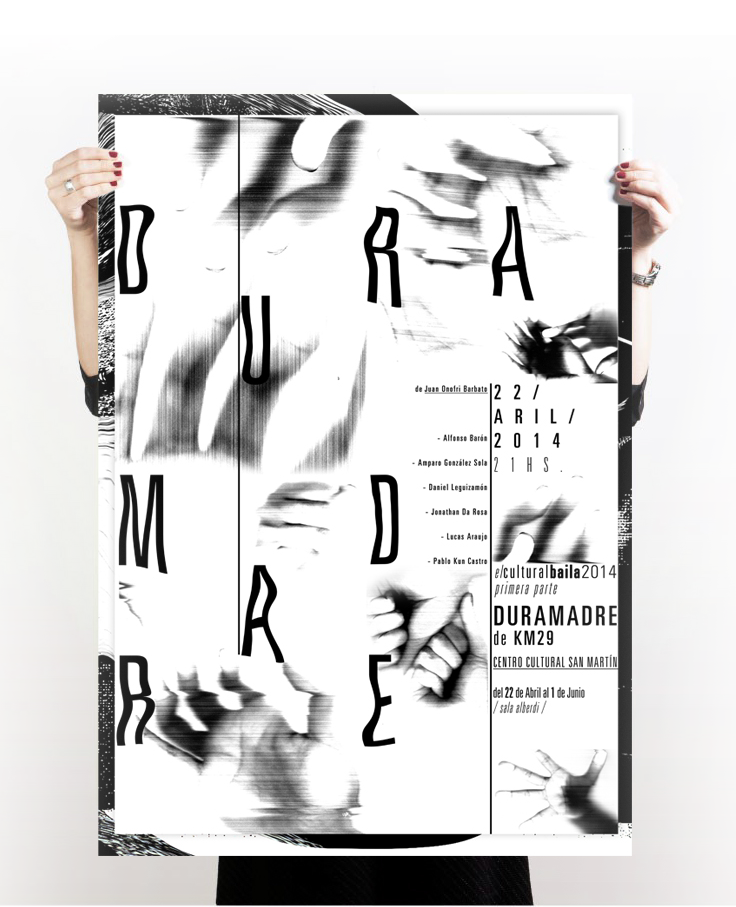 poster afiche black White Gabriele teatro play scan body hands diseño design fadu uba