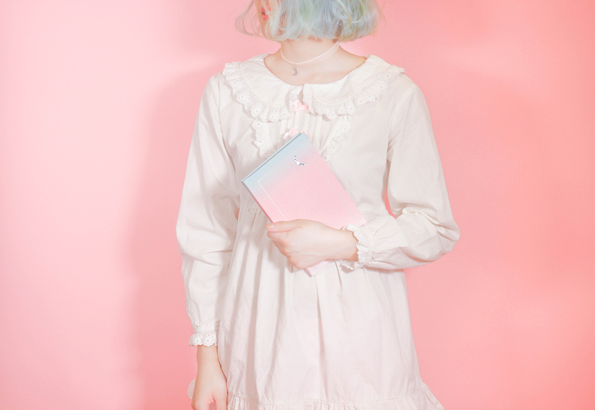 pink dream pink dream risd pink book pantone Glitter moon gradient journal planner Stationery girl mint