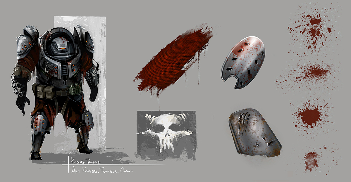 Character concept art digital painting Armor Game Assets turnaround