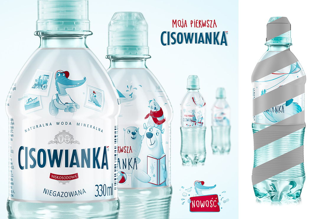 cisowianka water kids bottle Packshot package CGI Render design