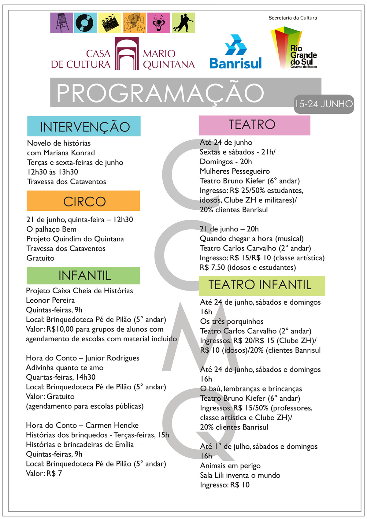 folder CCMQ mário quintana cultural institution