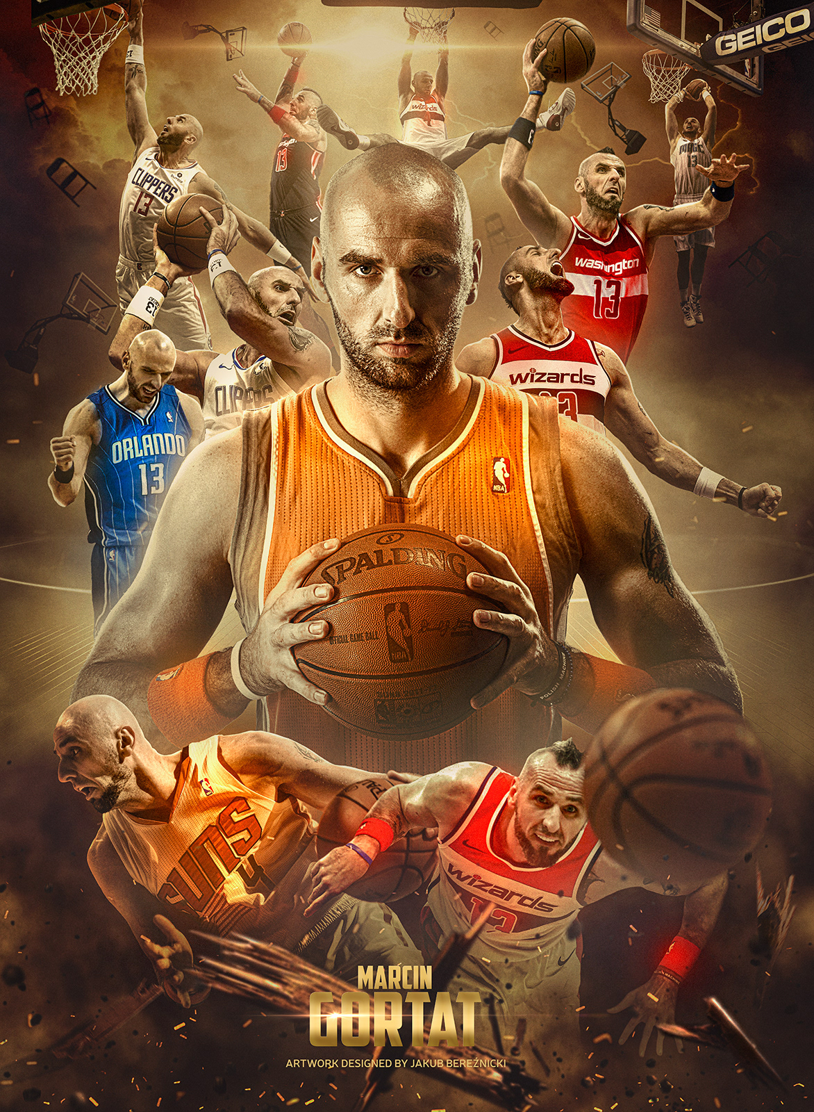 sport sports basketball NBA Gortat poster graphic design  Digital Art  artwork digital illustration