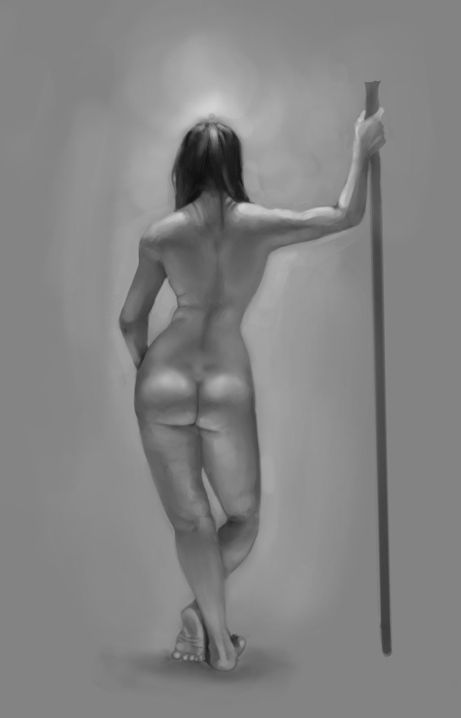 life drawing portrait studio drawing Poses nude warrior black and white