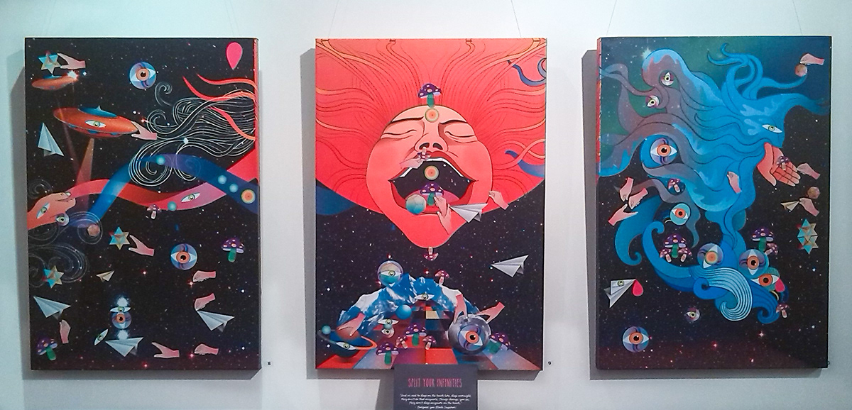 psychedelic trippy sci-fi Space  Exhibition  explore stickers surreal fantasy Magical Play Exhibition collage interactive