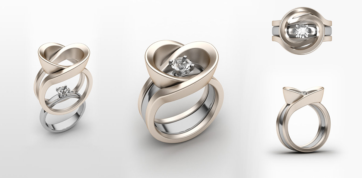 Multipurpose versatility solitaire ring gold diamond  Gems jewel set accessories group
