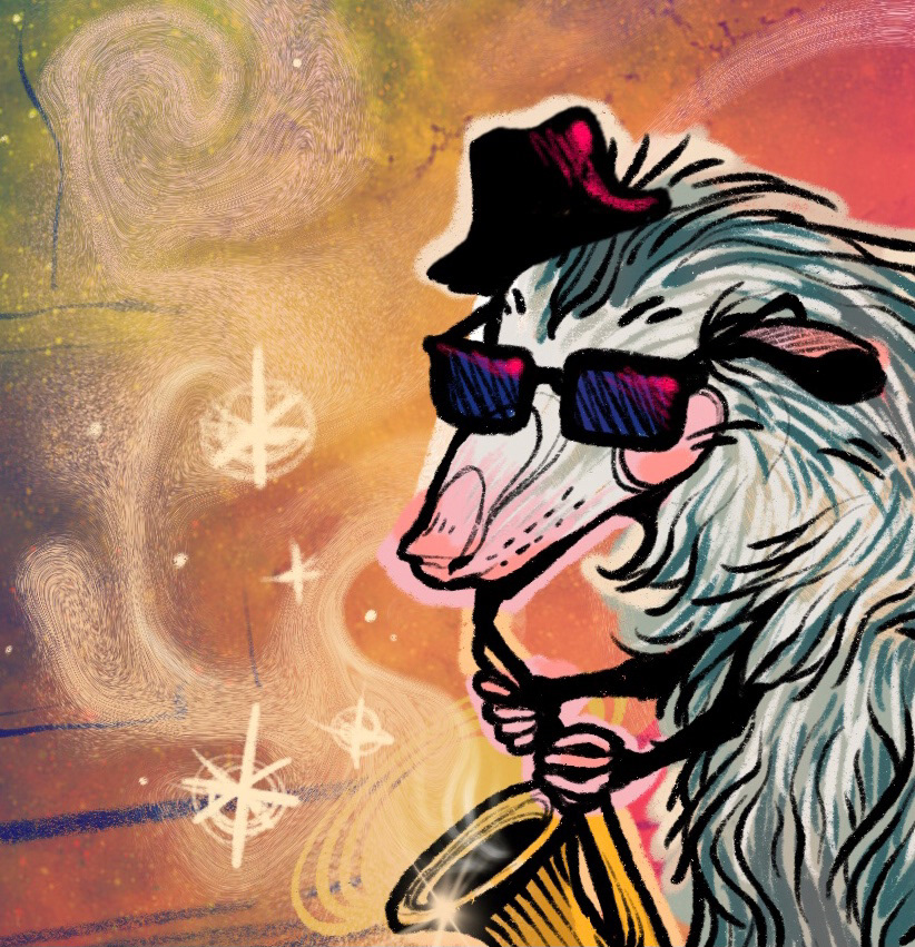 animal ILLUSTRATION  Ilustração opossum possum sax saxofone