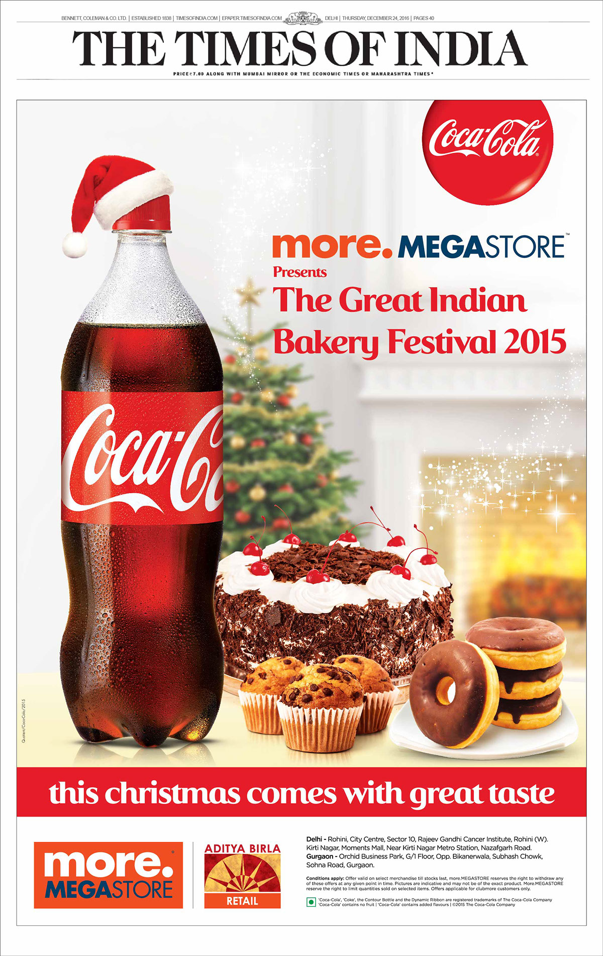Coca-Cola Summer Press Ad Mothers Day Ad Published ads More Megastore times of india Hindustan Times Christmas soft drink