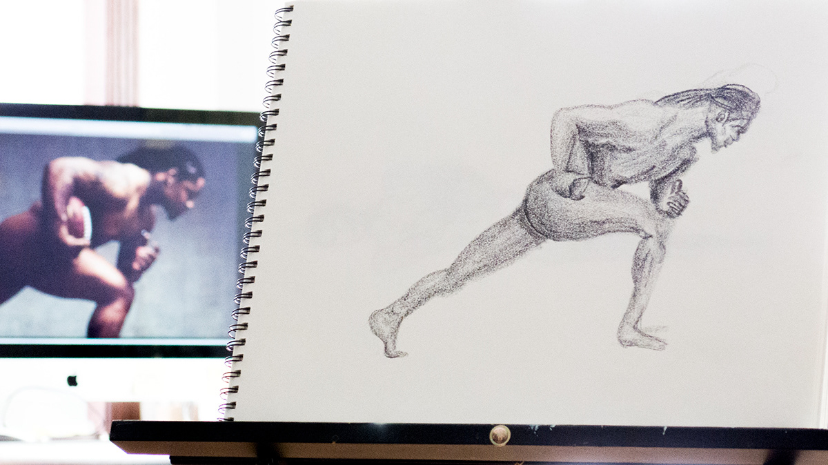 Figure Drawing Lithograph Crayon Drawing exercise
