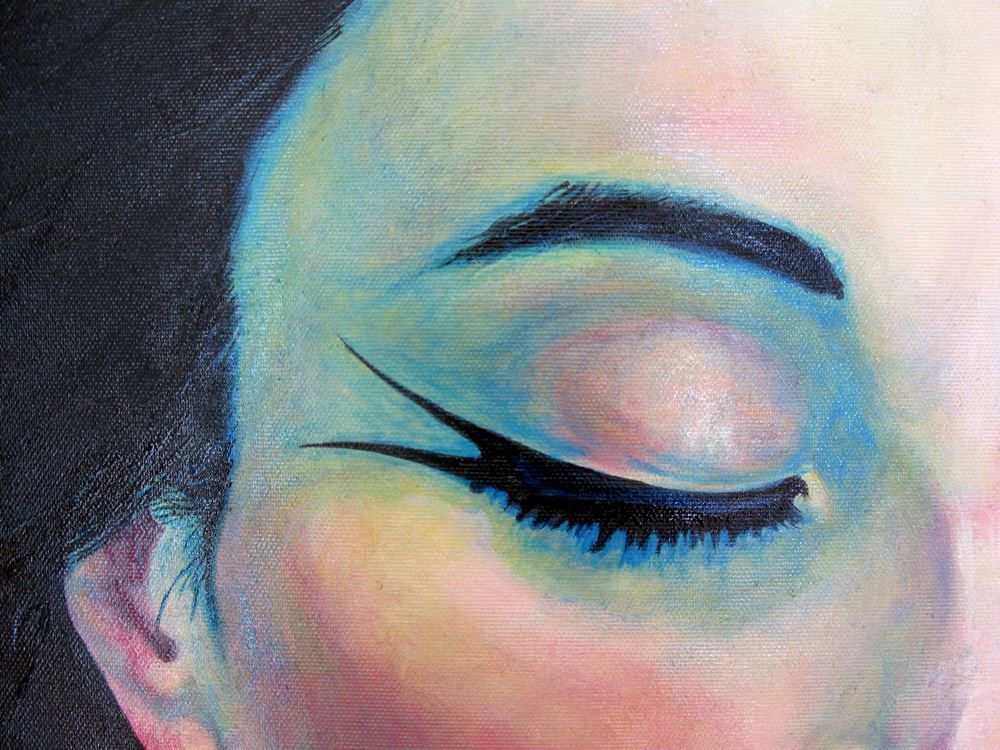 negativespace oilpainting portrait figurative maimeri beauty wingedeyeliner makeup Oils female