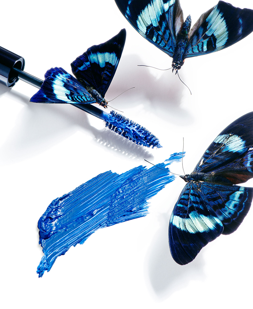 cosmetics beauty Photography  still life Insects bugs blue peach s/style editorial