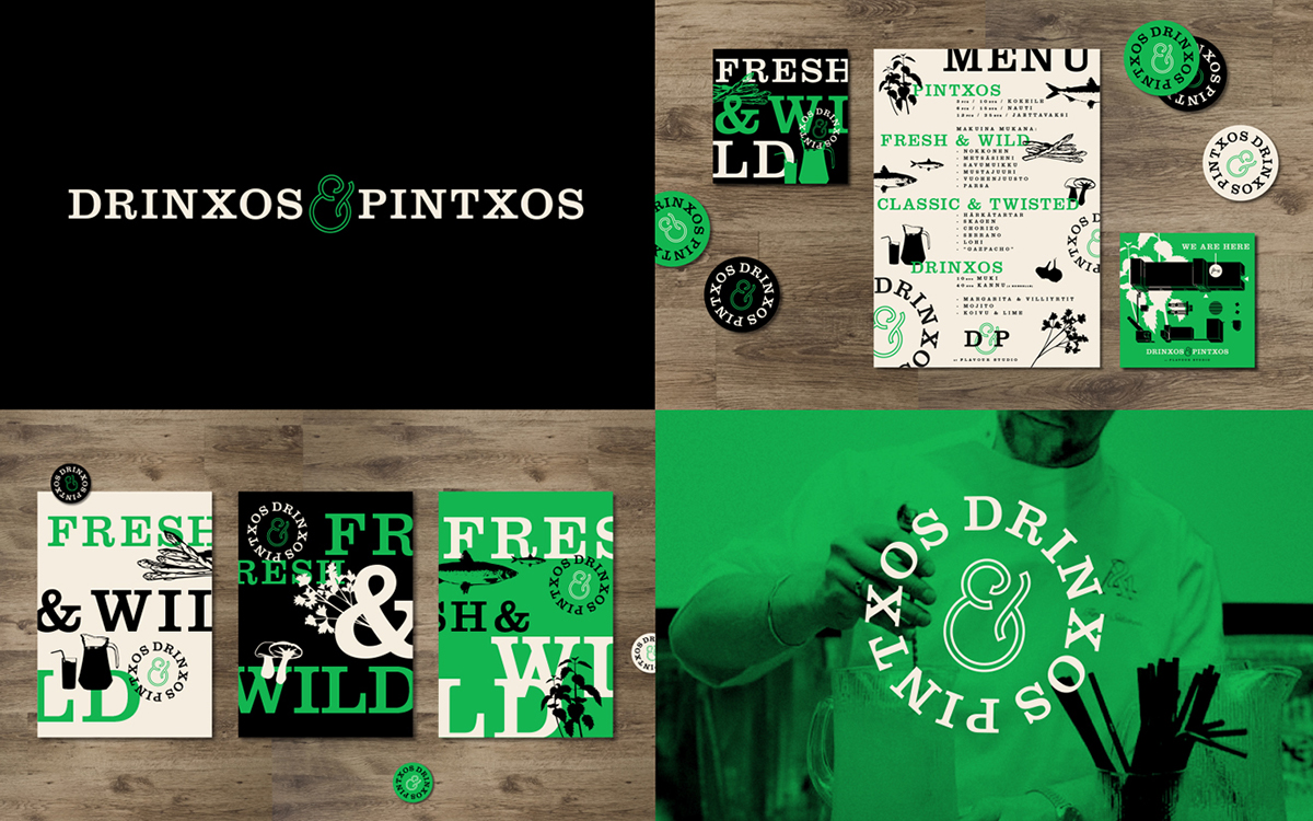 drinxos & pintxos identity poster menu pop up stenk stenkdesignco finland