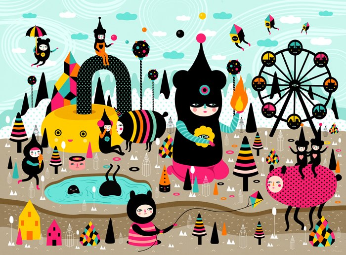 surreal colorful cute happiness monsters