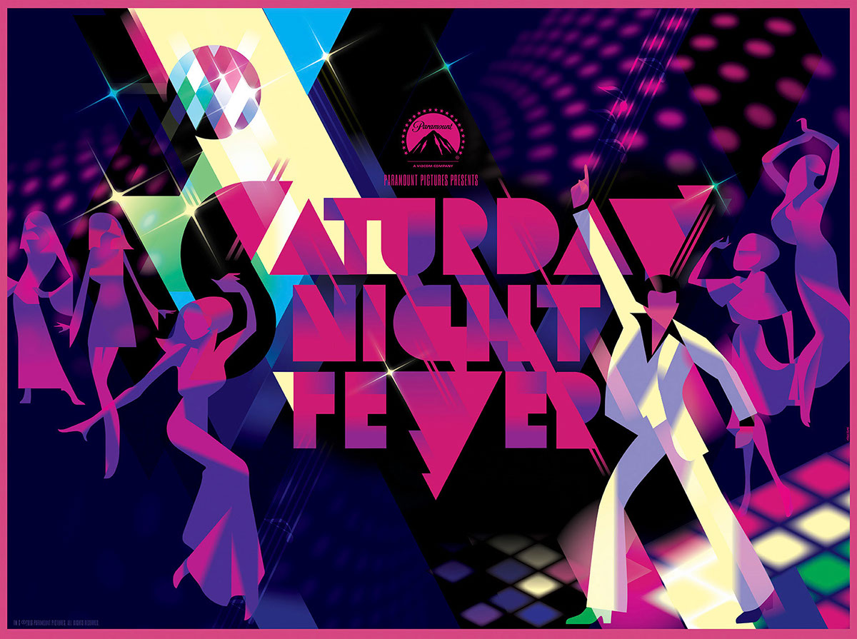 Adobe Portfolio madsbergillustration disco poster Exhibition  Saturday night fever madsberg Illustrator vector artwork