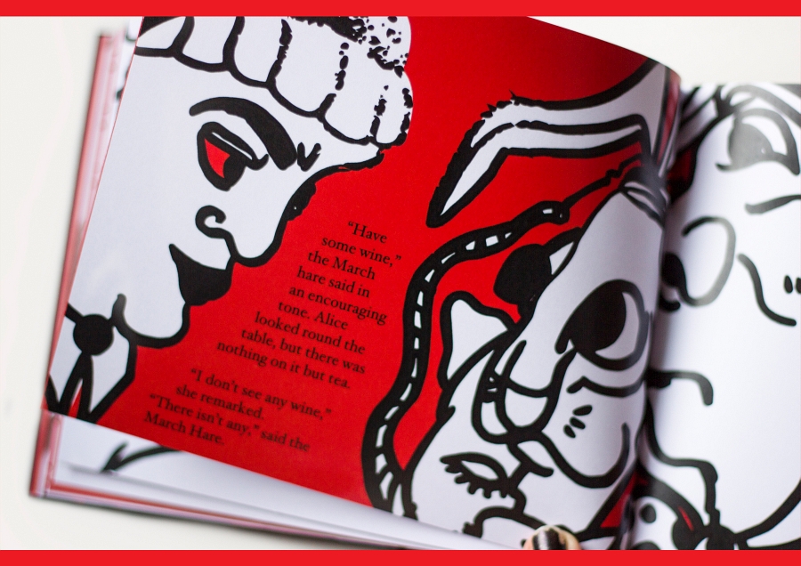 alice IN wonderland lewis carroll book art book Alice's Adventures in hand drawn Traced red Mad wicked