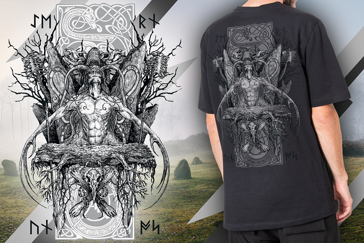 artwork Celtic cernunnos Drawing  fantasy graphic graphic design  ILLUSTRATION  merchandise mythology