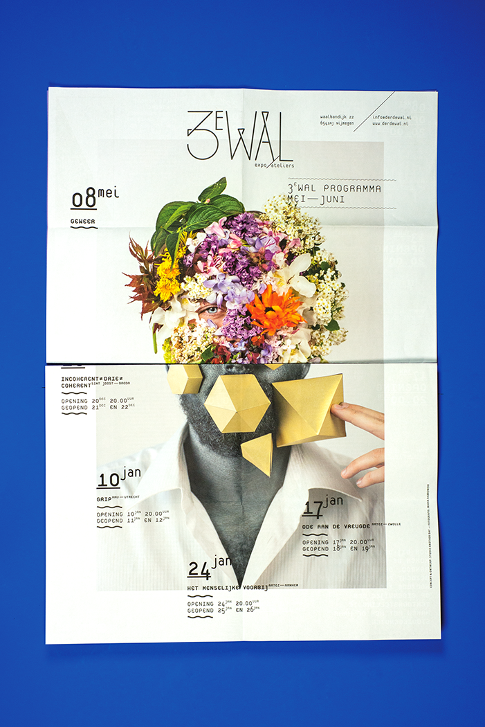 Flowers poster face installation art Real human experimental graphic season Exhibition 