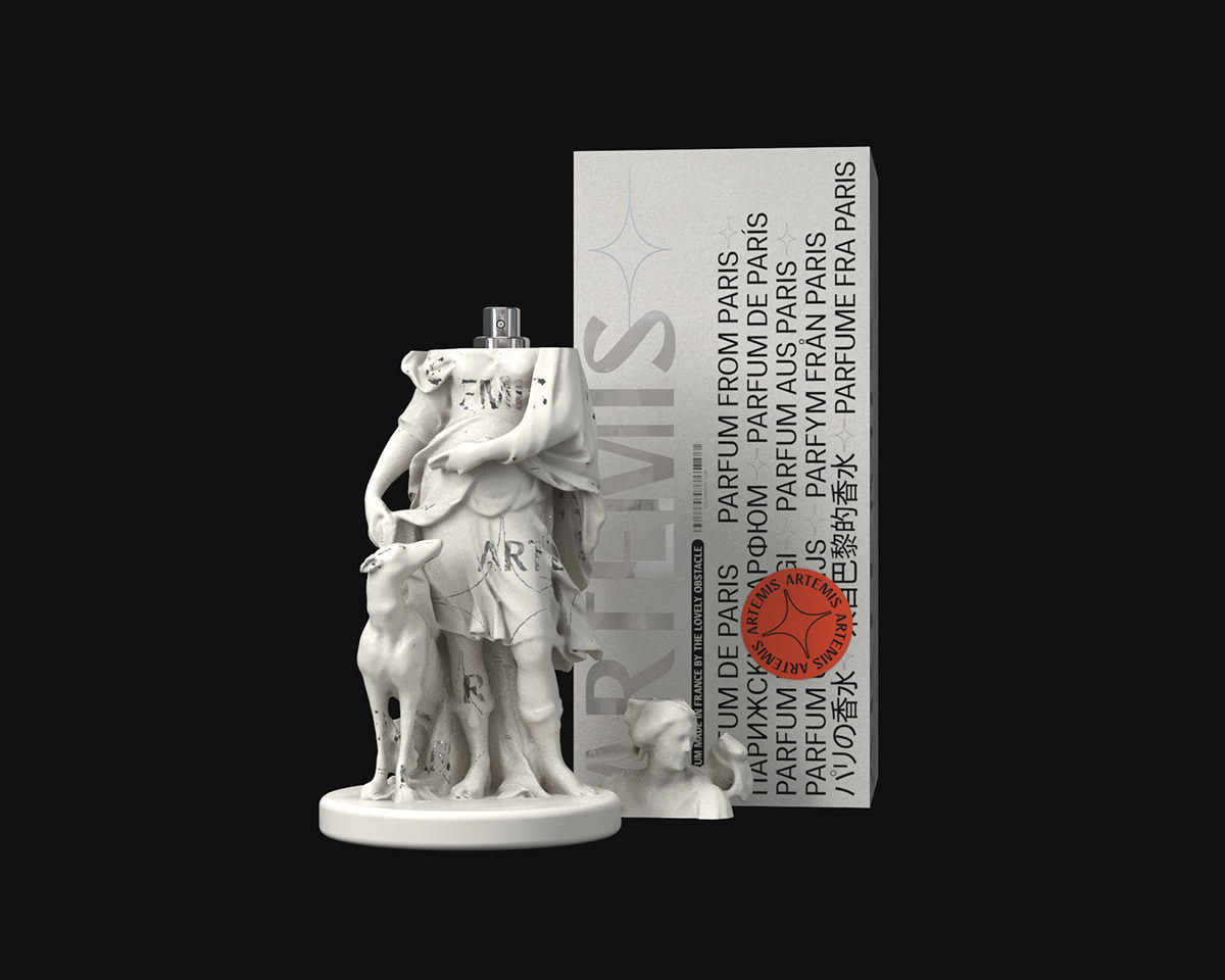 3D bottle goddess greek mythology Packaging parfum perfume Retro statue