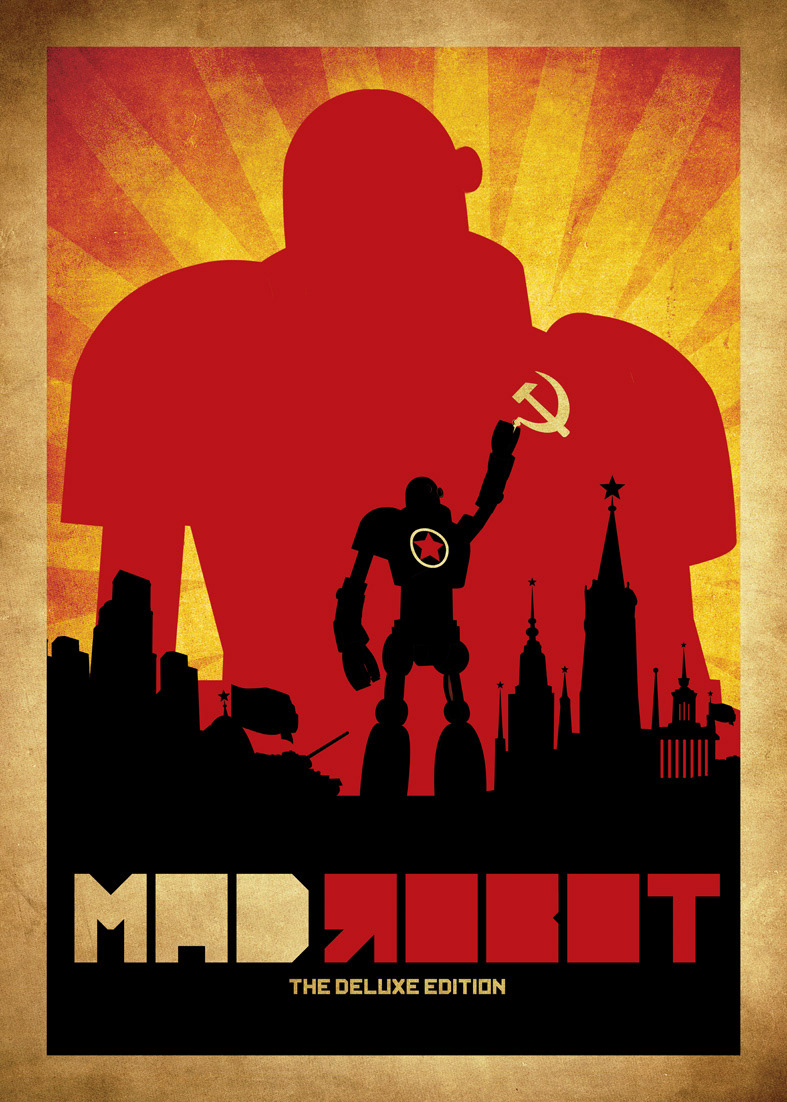 poster madrobot minimal robot Retro red movie poster