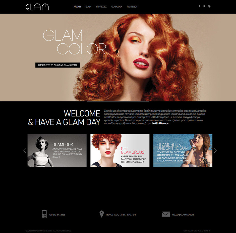 glam GLAM Hair Salon Hair Salon Web Website eternal optimists wordpress design sites SEO development slider