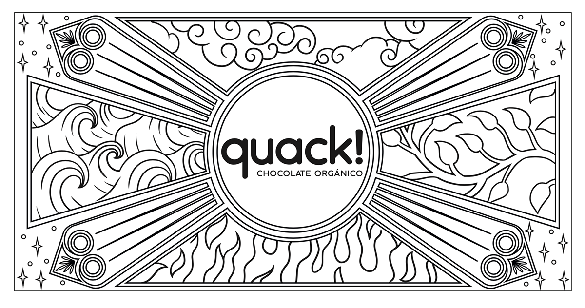 propuesta de diseño para el empaque. de la marca de chocolates orgánicos Quack!