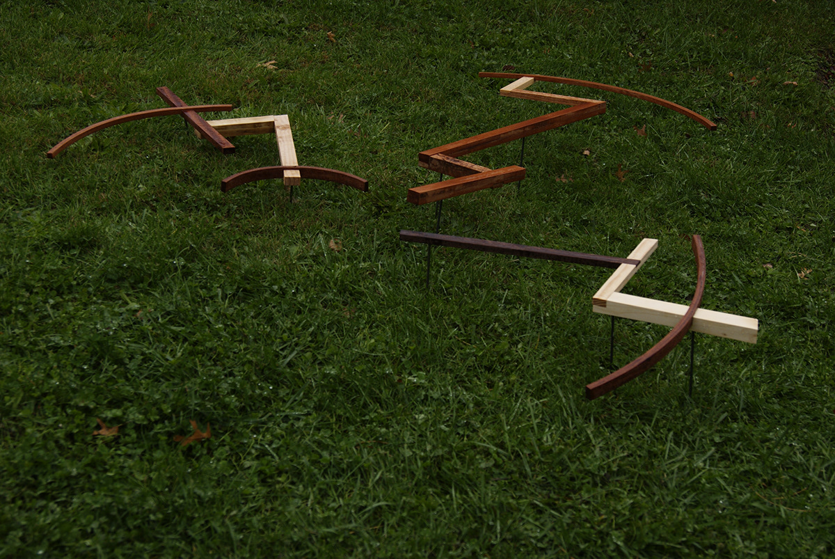 wood steel Outdoor sculpture environment installation
