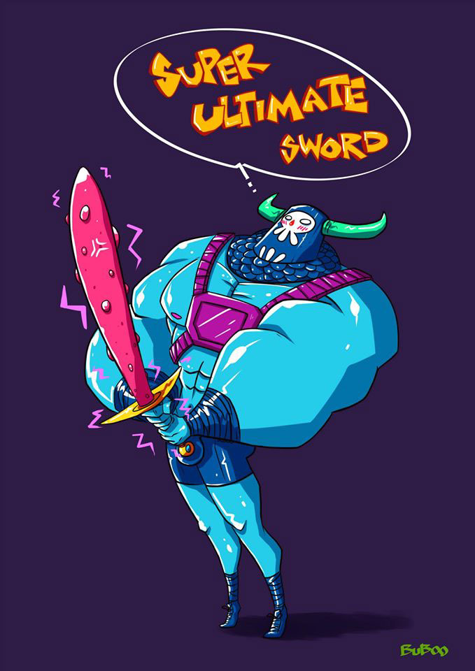 skall buboo colorful warrior Babarian swordmaster muscle digitalpainting characterdesign