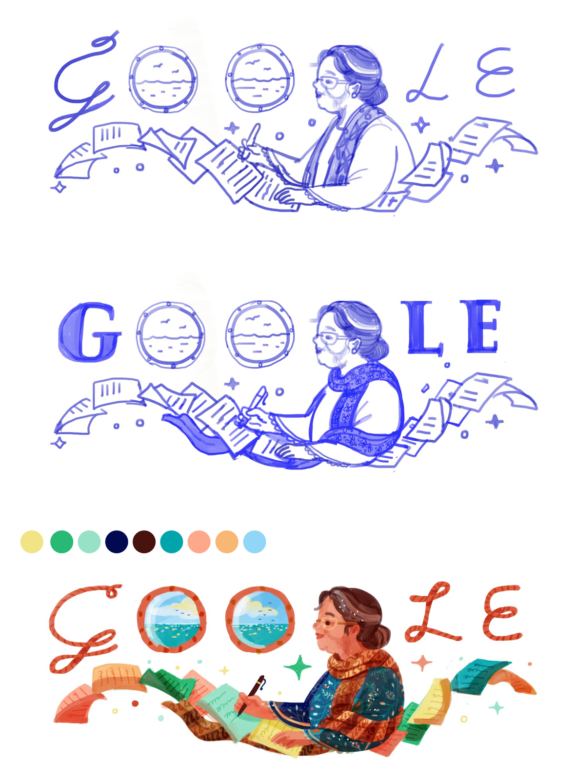 Author feminist Google Doodle ILLUSTRATION  portrait illustration tribute