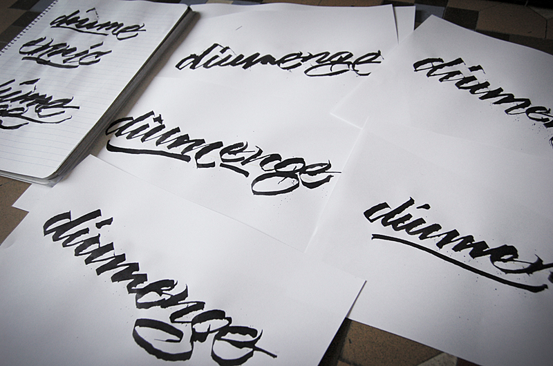 lettering colapen handmade italica Aldiana ink type Diumenge barcelona desigin studio guarro estudi