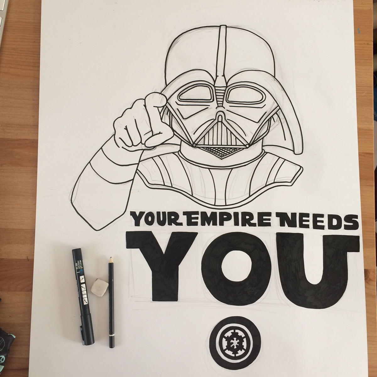 handdrawn Propaganda poster Starwars darthvader Empire Posca art Retro