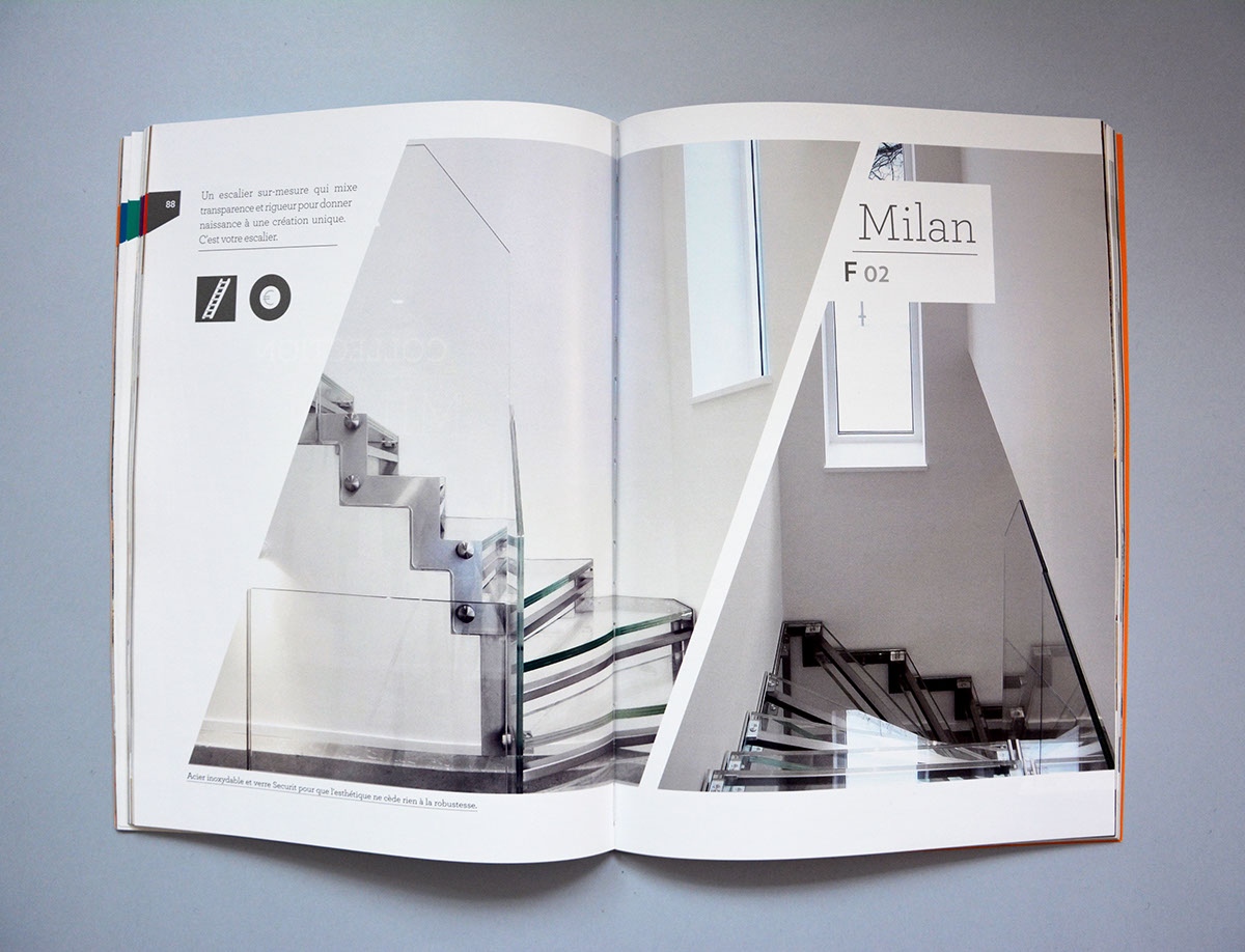 edition Catalogue escaliers diagonale print papier pictogrammes Photographie couleurs